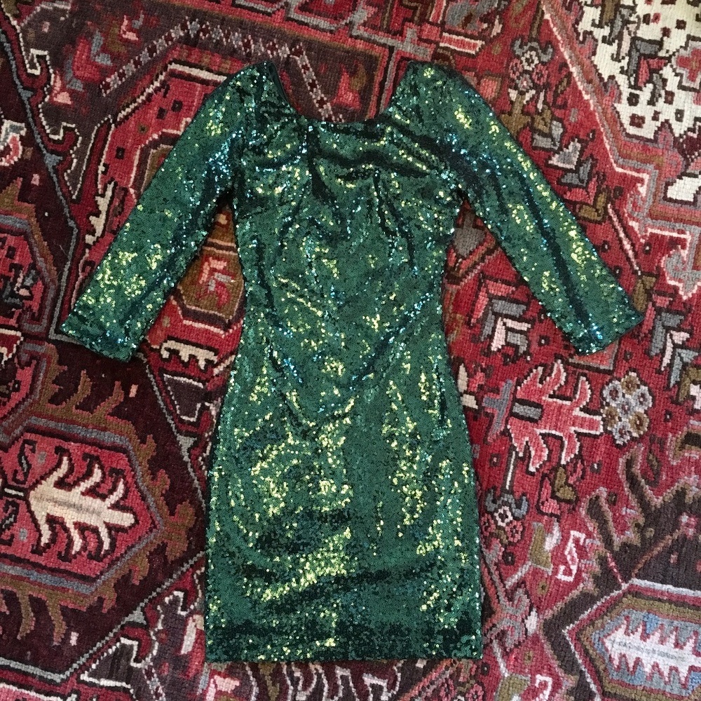 Lulu's Green Sequin Mini Dress